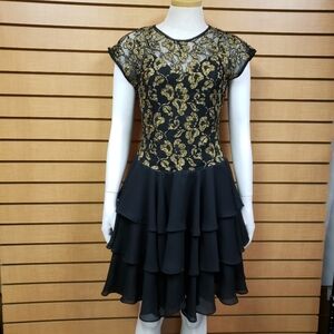 Late Edition Black Gold Mesh Dress Size 6